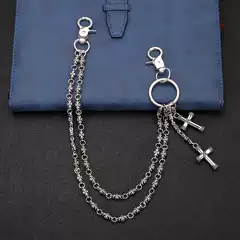 Fashion European and American Multi-Element Pants Chain Bag Hanging Chain Round Bead Cross Waist Chain Lobster Clasp Jeans Chain