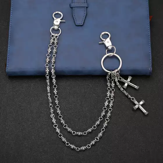 Fashion European and American Multi-Element Pants Chain Bag Hanging Chain Round Bead Cross Waist Chain Lobster Clasp Jeans Chain