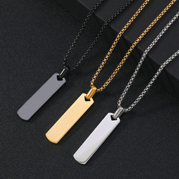 Simple All-match Square Geometric Necklace Men's Titanium Steel Color-free Fashion Personality Pendant Men's Accessories Niche Jewelry