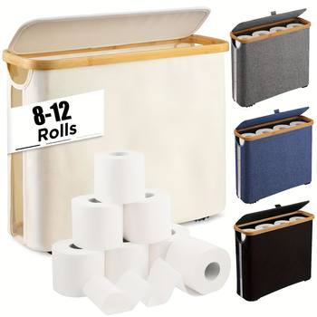 See-Through Paper Towel Storage Basket Household Bathroom Storage Box Miscellaneous Storage Basket Foldableable Storage Box with Flip Lid