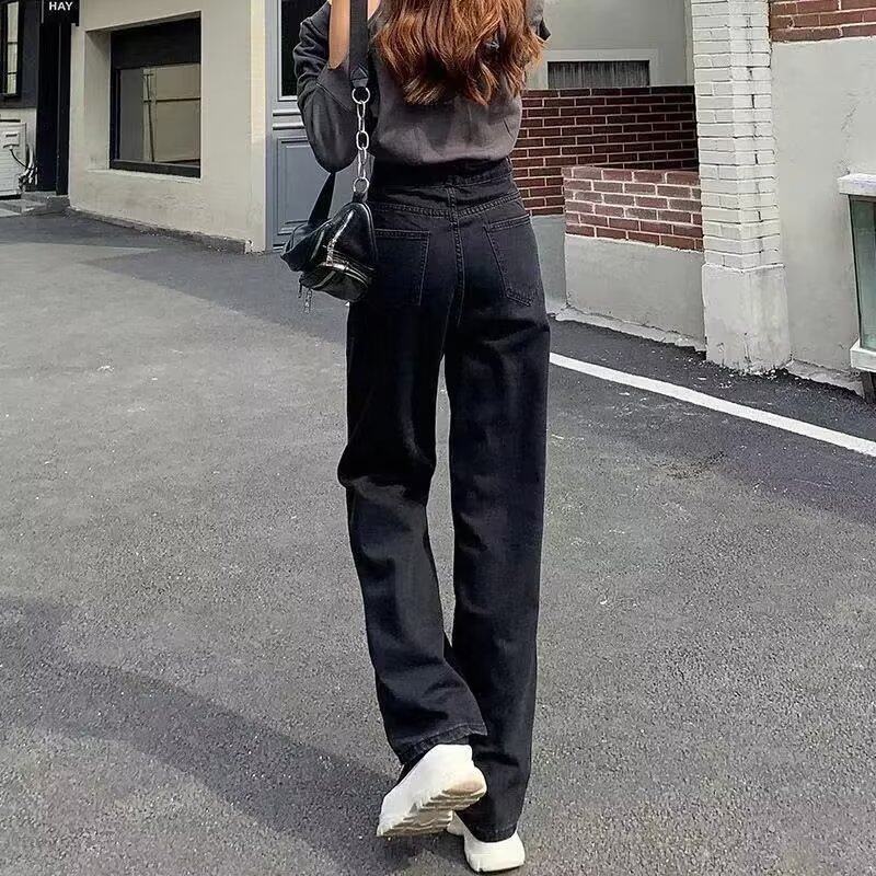 High Waisted Wide Leg Jeans for Women Korean Style Plus Size Loose Fit Flattering Draping Spring and Autumn Fashion