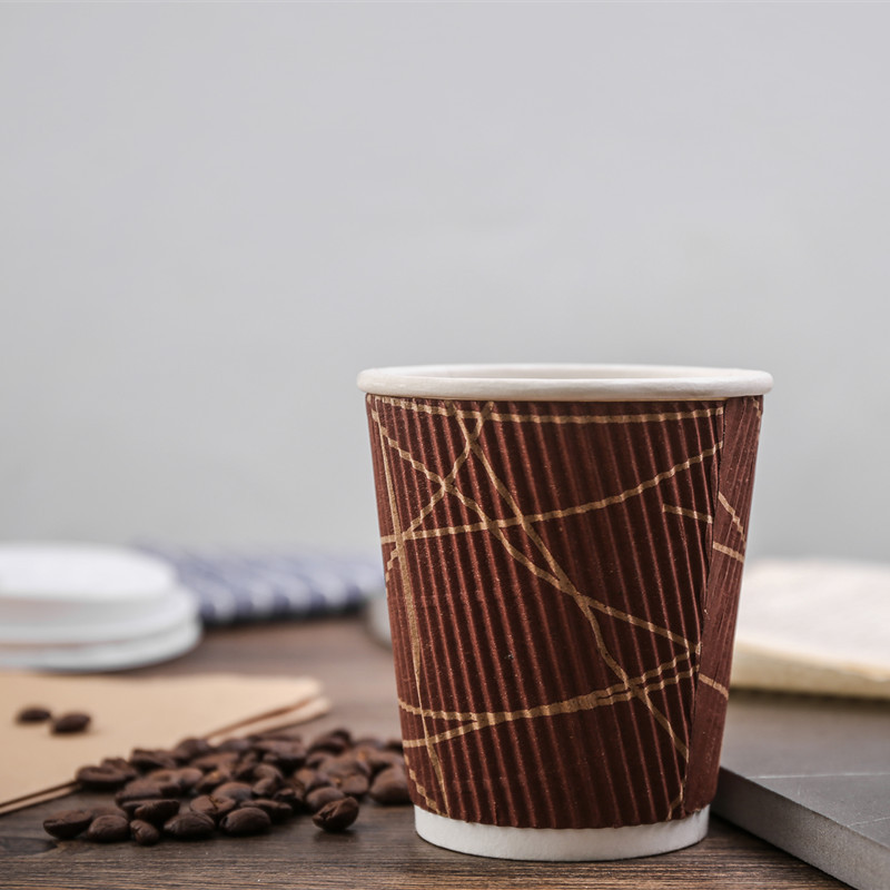 Corrugated Paper Cup Disposable Thickened Hot Drink with Lid Anti-scalding Coffee Milk Tea Cup Commercial Brand Making and Printing Logo