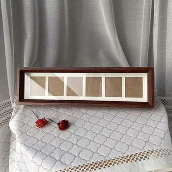 Walnut-Colored Six-Row Rmb Coin Frame DIY Commemorative Coin Display Gift for Friends, Ornament for Good Luck and Wealth