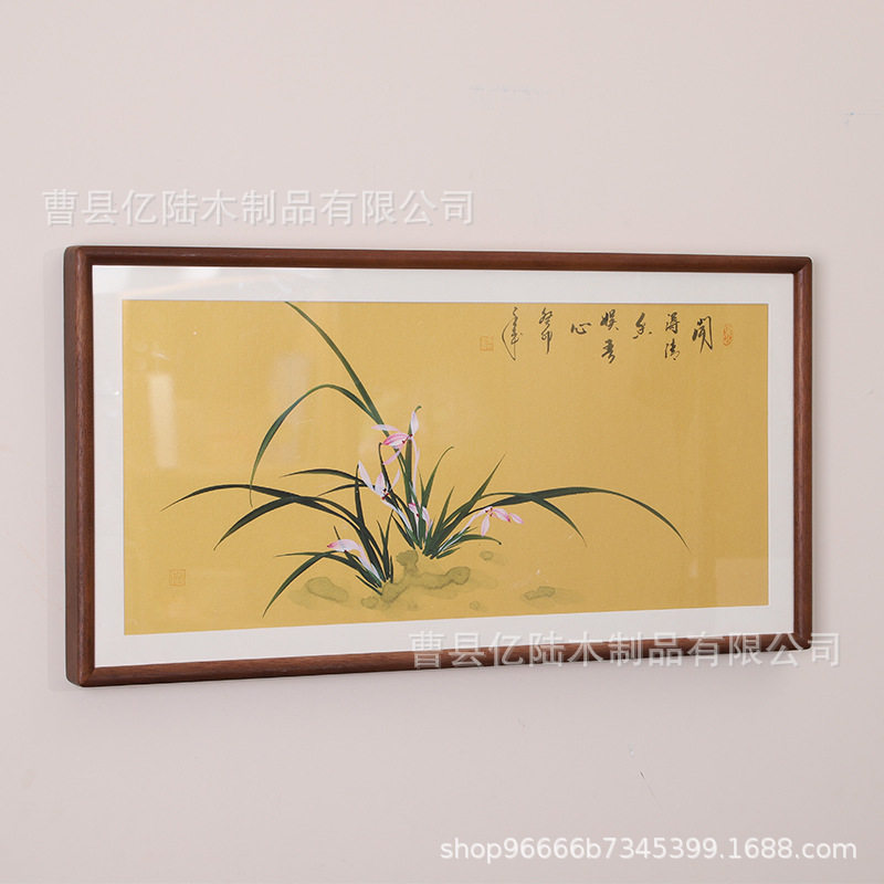 Medieval Style Living Room Decorative Photo Frame Southeast Asian Black Walnut Restaurant Rectangular Hanging Painting Ornaments Decorative Picture Frame