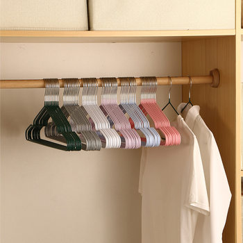 Iron wire plastic coated non-slip clothes hanger seamless thickened stainless steel clothes hanger balcony drying clothes hanger clothes wholesale