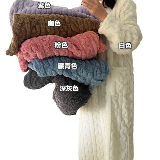 [Original Real shot] walking quilt coral velvet jacquard nightgown winter pajamas warm homewear nightdress