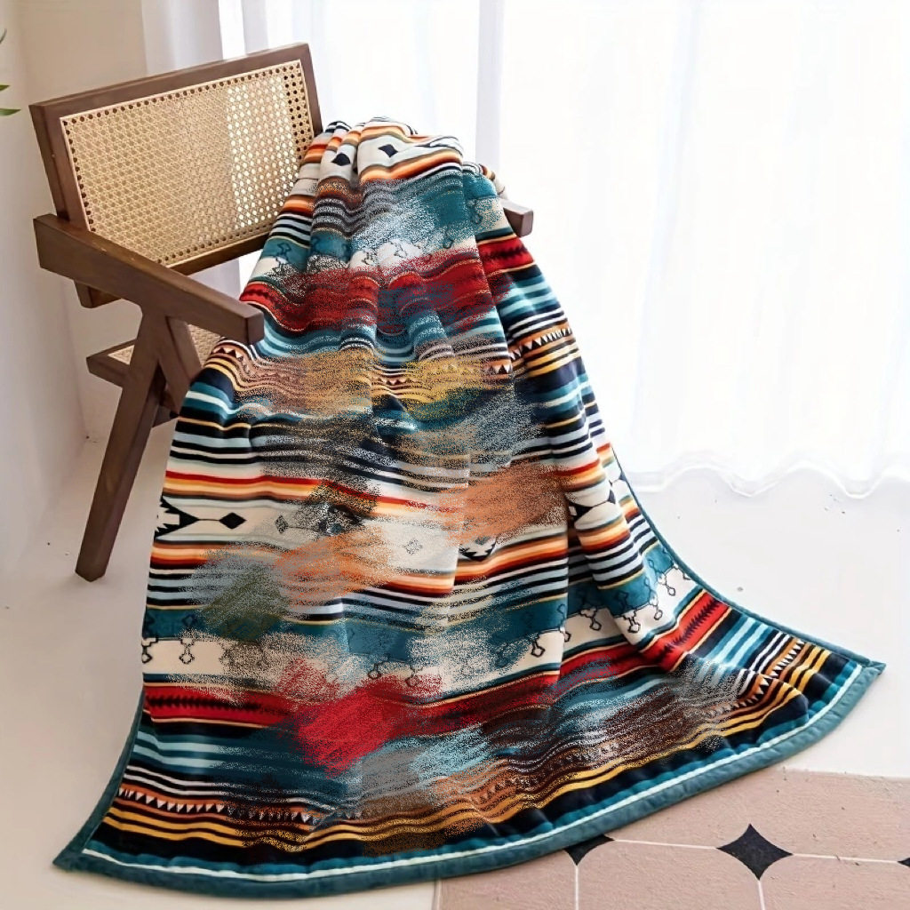 Double-layer Flannel Blanket Lamb Fleece Composite Thickened Warm Blanket Student Blanket Dormitory Winter Retro Blanket