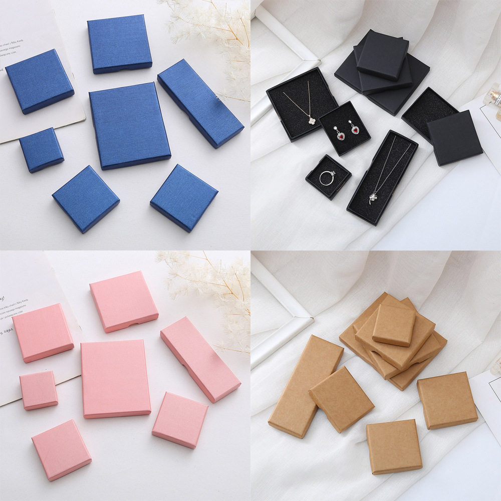 Cross-Border Thin Jewelry Box with Lid, Patterned Ring Packaging Box, Bracelet, Paper Gift Box 1.5cm