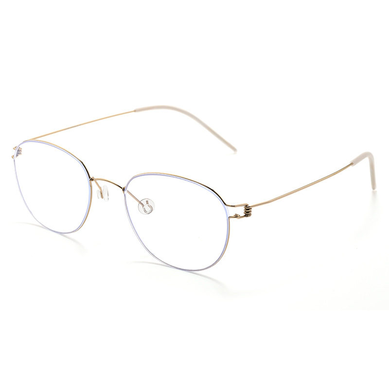 Classic Linde Same Style Oval Frame Myopia Glasses Frame Unisex 4.6g Ultra-Light Pure Titanium Screw-Free Glasses Frame
