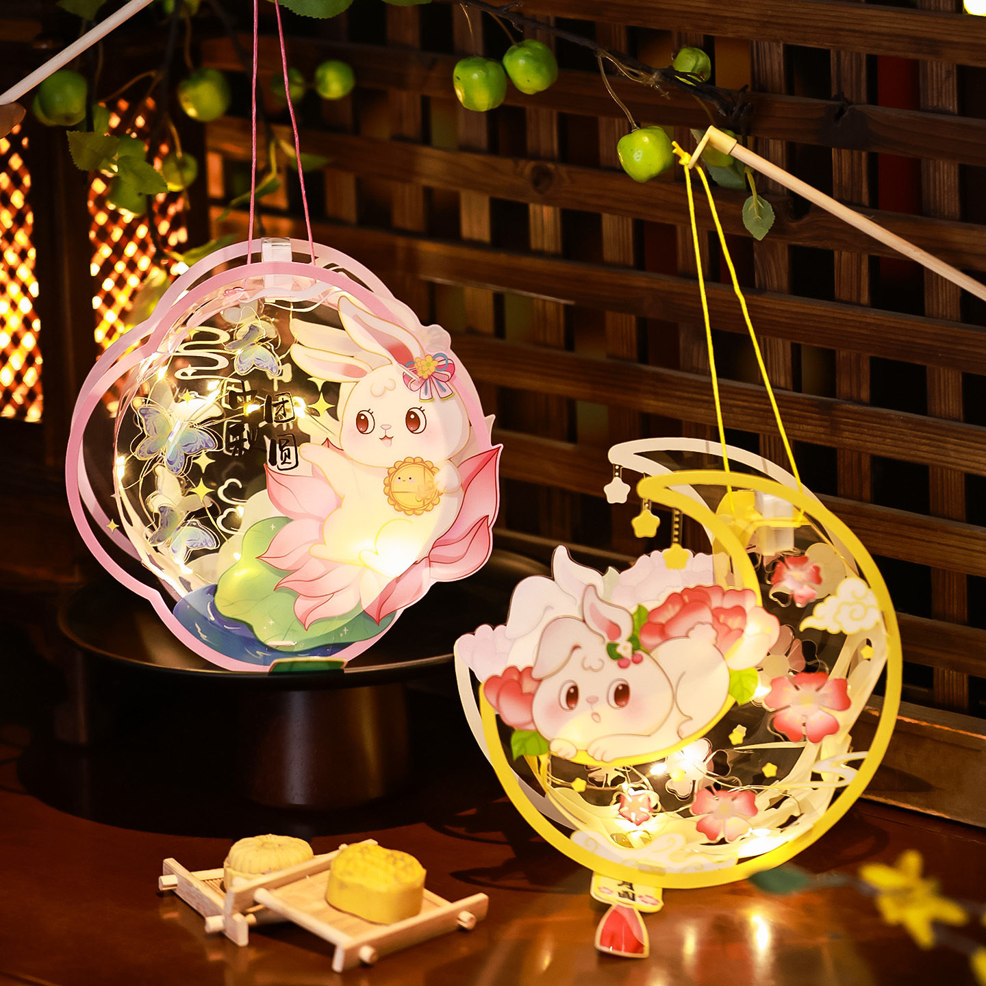 Mid-Autumn Festival Lantern Rabbit Lantern Handmade DIY Material Package Ancient Style Han Dynasty Kidsren's Satchel Luminous Palace Lantern Hanging Decoration