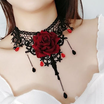 Dark style Lolita Gothic necklace women's vintage rose clavicle chain choker necklace necklace collar