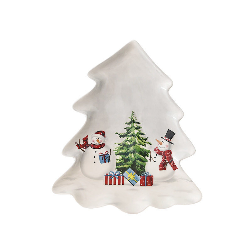 Nordic country Christmas snowman Christmas tree plate creative tree plate dinner plate dessert dessert plate tray tableware
