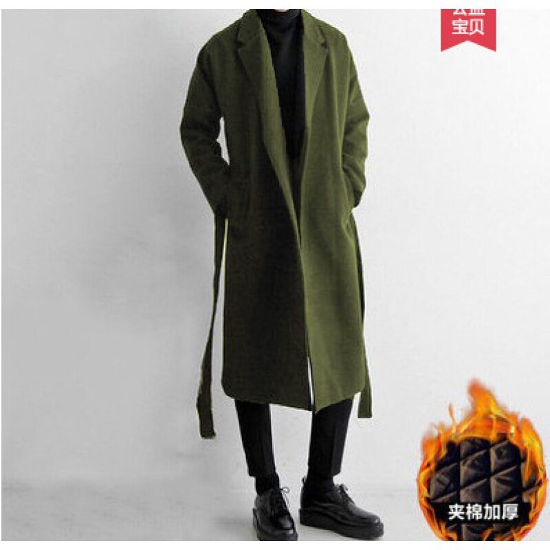 Mens Long Wool Overcoat Warm Available in Black Army Green and Brown Wholesale Low MOQ
