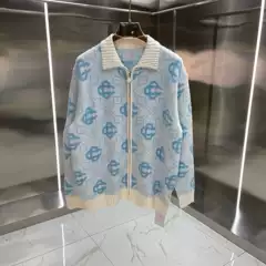 2024 Spring Casa New Color Block Letter Jacquard Popular Chic Long Sleeve Sweater Top Tops for Women