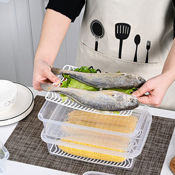 Wholesale kitchen fish plate household rectangular fish meat refrigerator storage box with lid sealed refrigerated box fish meat crisper