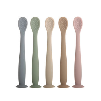 Amazon Silicone Food Spoon Baby Teething Long Handle Spoon Baby Newborn Feeding Texture Soft Spoon Manufacturer