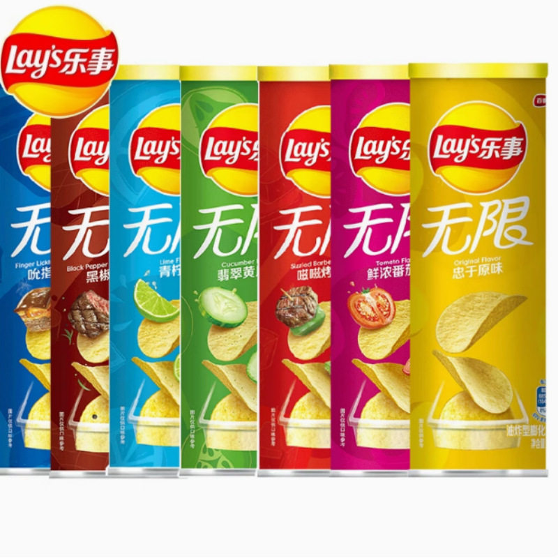 Le. Shi Unlimited Potato Chips 90g Per Can Tomato Cucumber Bbq Original Flavor Casual Puffed Snacks Internet Celebrity Snacks
