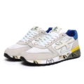 White, blue and yellow mesh (one size larger for foot width)