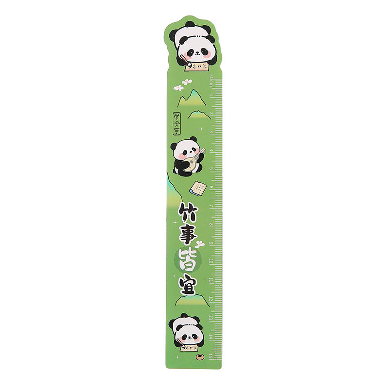 Cute Panda Magnetic Ruler Primary School Student Stationery Reward Drawing Measurement Cartoon School Supplies Small Gift Ruler
