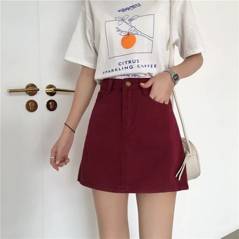 High Waisted Denim Mini Skirt Slim Fit Versatile Plus Size Casual Summer Wear for Students Wholesale Available