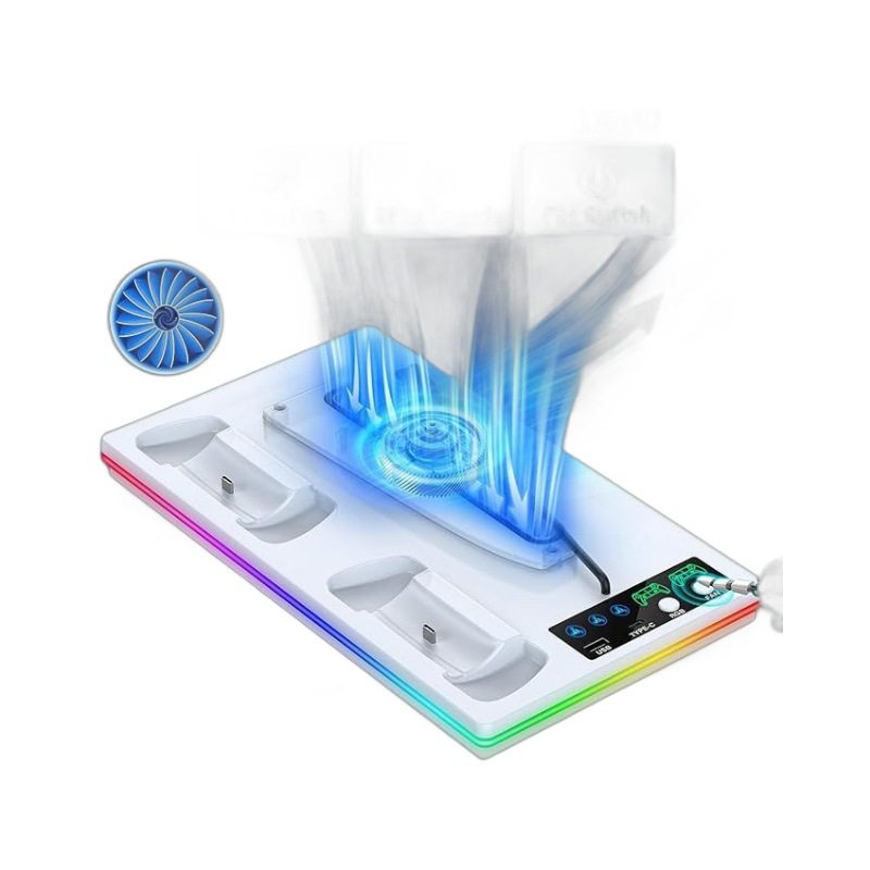 Ps5 Pro/Ps5 Slim/Ps5 Host with Rgb Light Cooling Base Ps5 Handle Charging Stand Accessories