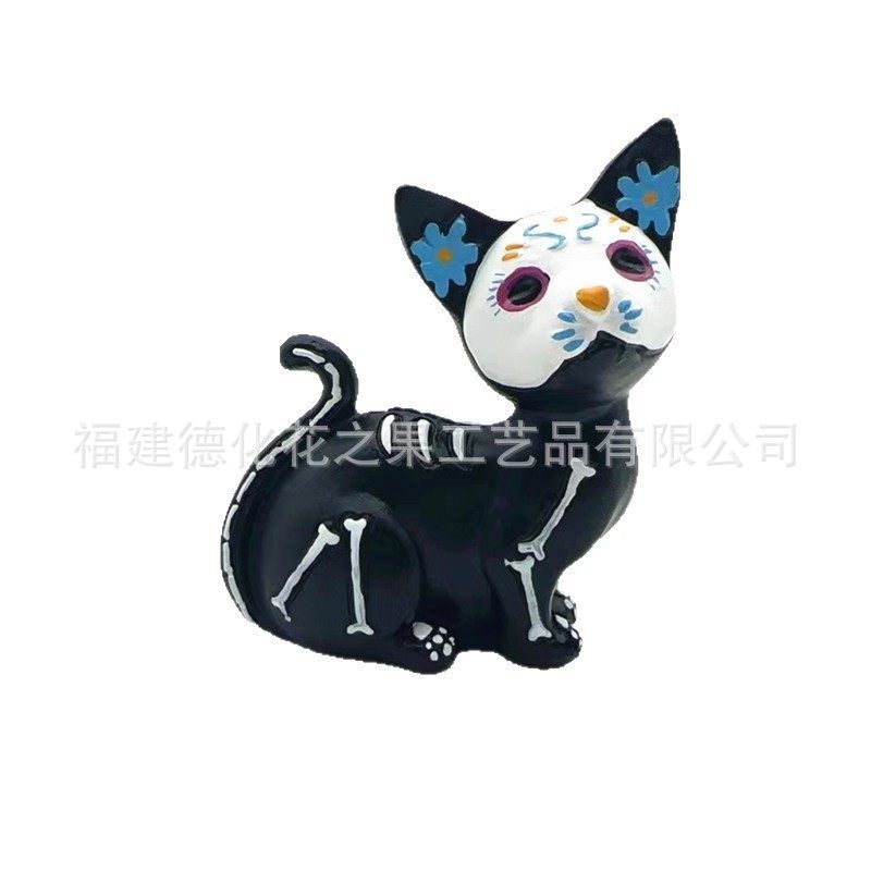 Cross-Border Direct Sales Halloween Resin Crafts Halloween Decorations Cute Little Flowers Cat and Dog Ornaments Death Festival Gifts