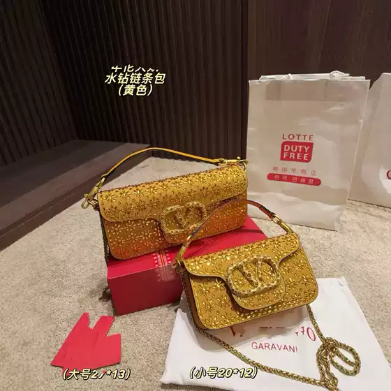 V-Tag Bag VT Bag Heavy duty Full Diamond Small Flower Letter Chain Underarm Single Shoulder Cross Shoulder Small Square Bag