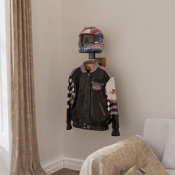 Wooden Tactical Equipment Finishing Rack Police Equipment Solid Wood Hanger Wall Mounted Motorcycle Helmet Storage Rack