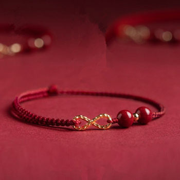 Zodiac Year Cinnabar Red Rope Bracelet Women's Infinite Rich Braided Purple Gold Sand Anklet Couple Gift Wholesale
