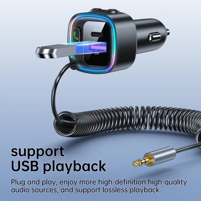 Car Bluetooth FM Charger with Audio Line Two-in-One Cross-Border E-Commerce Explosions AliExpress Amazon Car Express