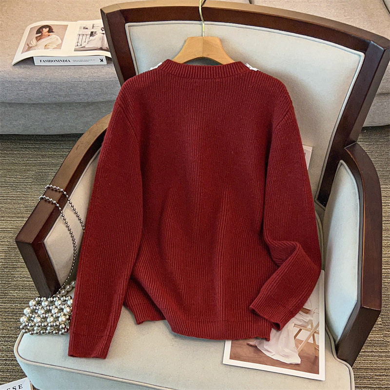 300斤特大码新年红色毛衣上衣女秋冬款胖mm200内搭显瘦打底针织衫,淘宝优惠券,粉丝福利购,淘宝优惠卷