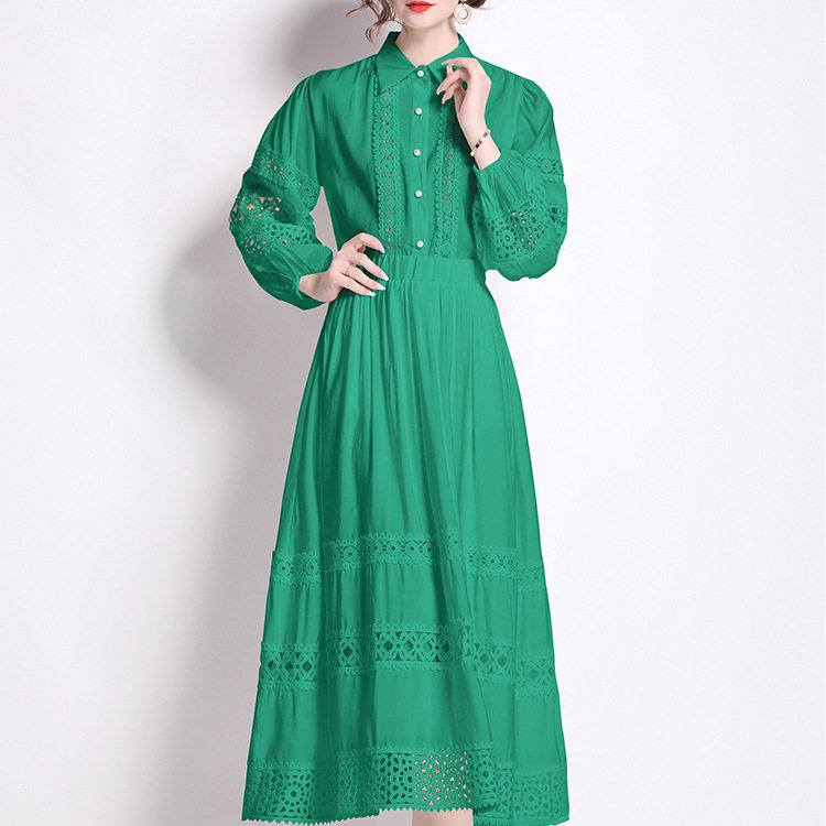 Vintage French Style Womens Lace Panel Button Up Shirt and High Waisted Skirt Set Loose Fit Pearl Accents Versatile