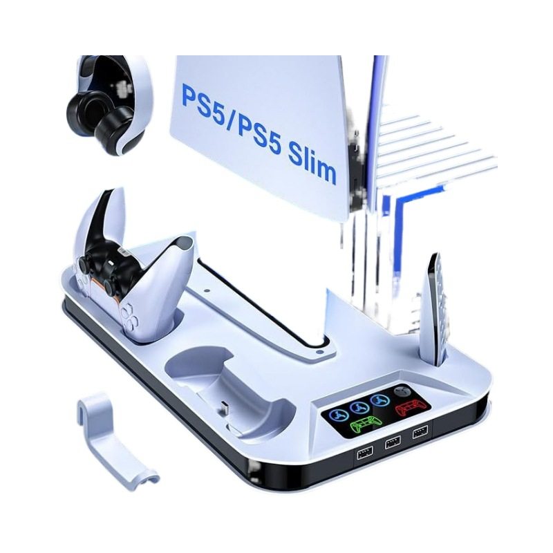 Ps5Pro/Ps5 Slim Multifunctional Charging Base Compatible with Optical Drive Version Digital Version Ps5 Controller Charging Stand