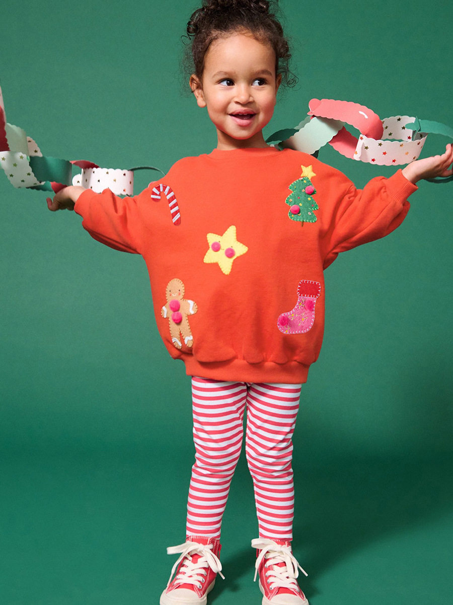 Source Factory Autumn Girls' Set, Kids' 2-piece Outfit, Cartoon Striped Kids' Set