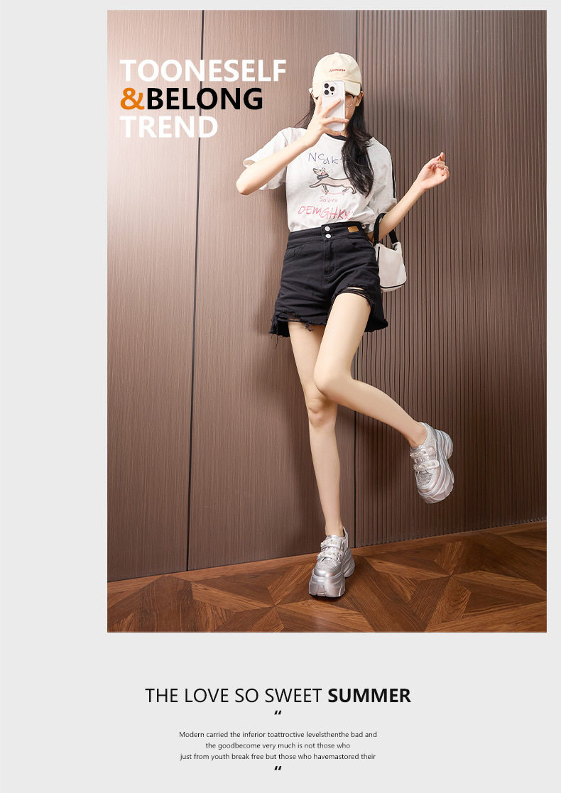 Giày sneaker nữ chunky đế dày màu trắng, form mũi tròn, phong cách thể thao casual — Bạc, Trắng chi tiết 11