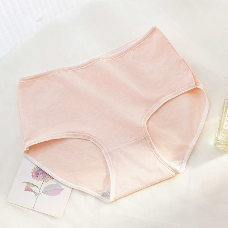 【纯棉】女士全棉档高腰内裤女马卡龙色系简约中高腰少女三角裤头