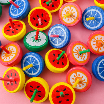 Large fruit gyro wholesale wooden color finger rotating small gyro traditional nostalgic children's wooden toys