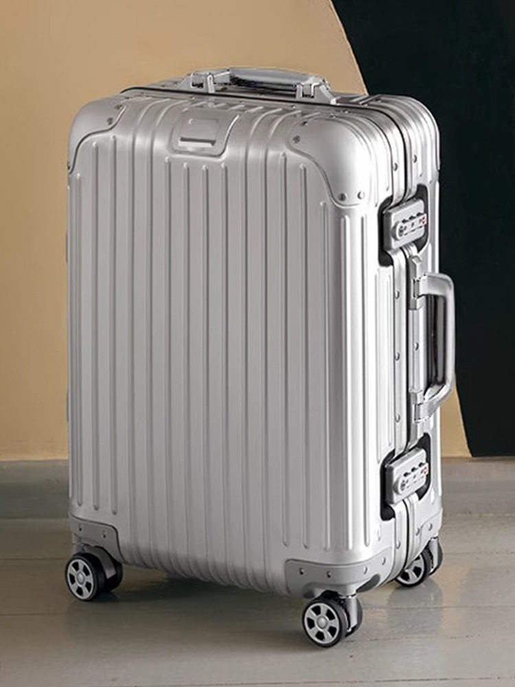 All Aluminum Magnesium Alloy Trolley Case Women's Metal Luggage Case Men's 20-inch Boarding Case Suitcase Universal Wheel 24 Password Box