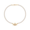 Queen Mother Classic Temperament One Layer Saturn Pearl Necklace with LOGO Lobster Buckle Wholesale