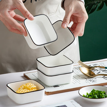 Scandinavian Style Condiment Dish Ceramic Tableware Sauce Dish Condiment Vinegar Dish Mustard Household Hot Pot Side Stove Dipping Square Dish