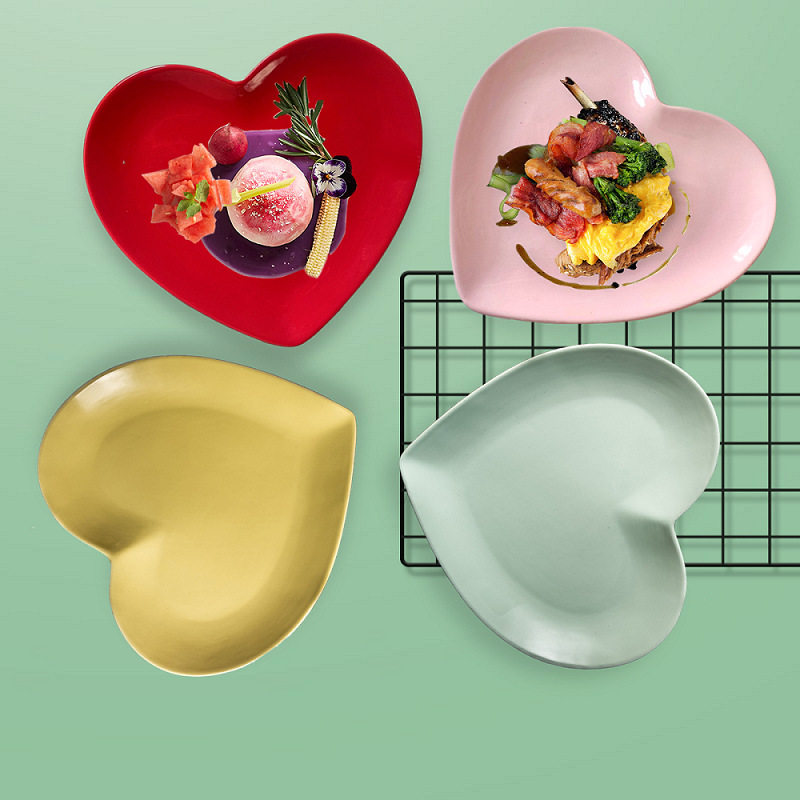 Love Plate, High-Looking Household Dish Plate, Dessert Plate, Oven, Microwave Oven, Baked Rice Plate, Printable Logo Couple Tableware