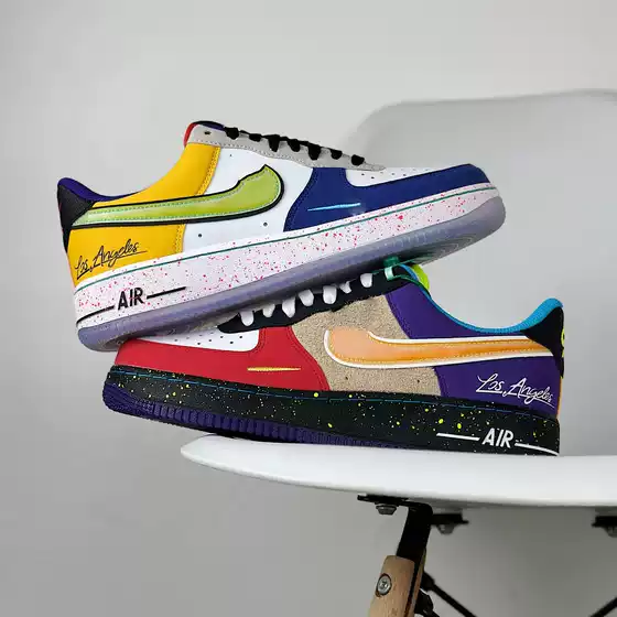 Original What the La Collaboration Air Force 1 Versatile Casual Sports Sneakers for Men and Women Af1 Trendy Shoes