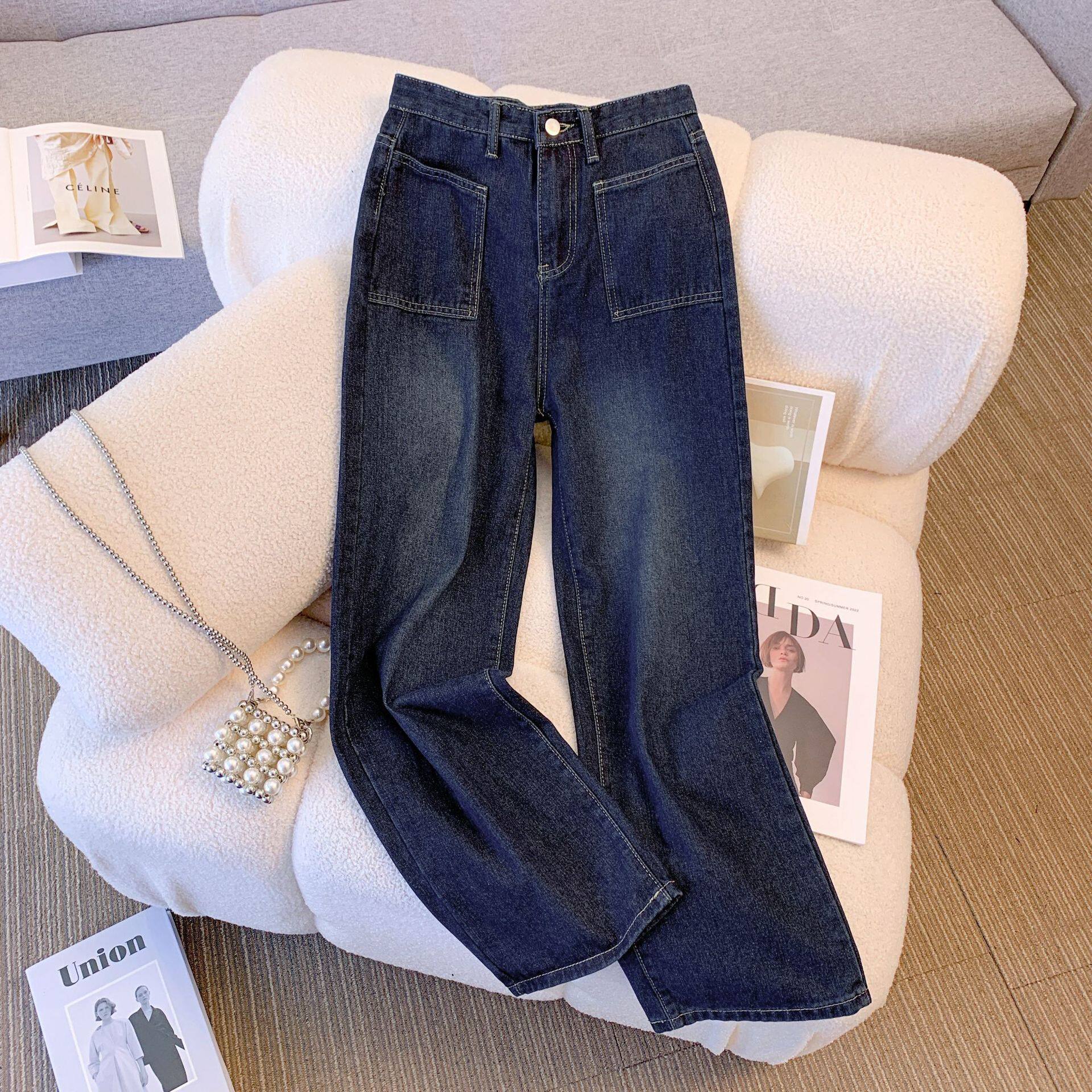 High Waisted Vintage Straight Leg Jeans for Women Plus Size Loose Fit Flattering for Pear Shaped Figures Spring Fall