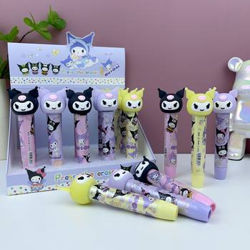Foreign Trade Sanrio Kulomi Silicone Press Eraser Student Cute Deviruchi Pen-shaped Press Scrap Removal Eraser Batch