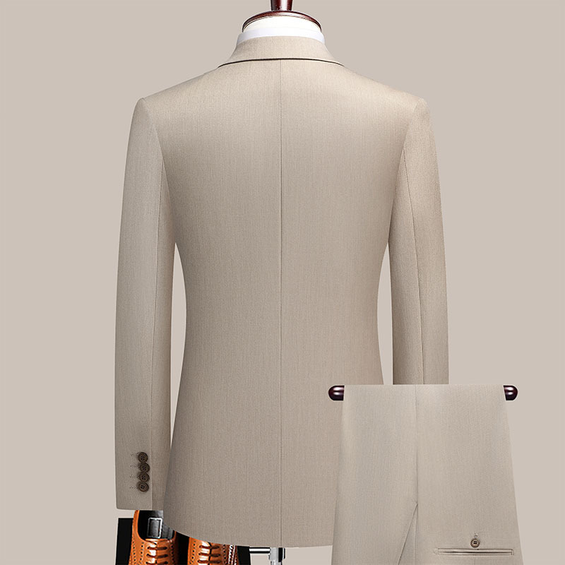 Bộ vest nam hai hàng khuy cổ ve nhọn dáng ôm, phù hợp công sở và đám cưới — 2808 màu cà phê, 2809 kaki
