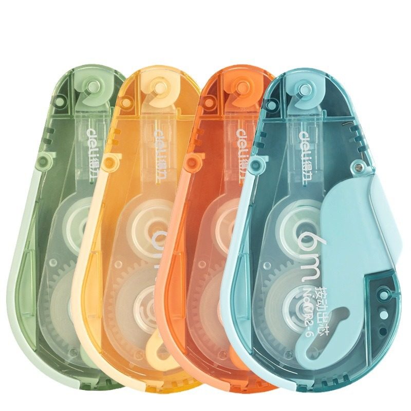 Deli Vr2-6 Students Use Push-Button Correction Tape Black Technology Push-Button Door Correction Tape Mini Replaceable Core