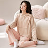 Autumn and Winter new women's pajamas 5a antibacterial confinement clothing nursing clothing long sleeve pull frame plus size loose homewear suit