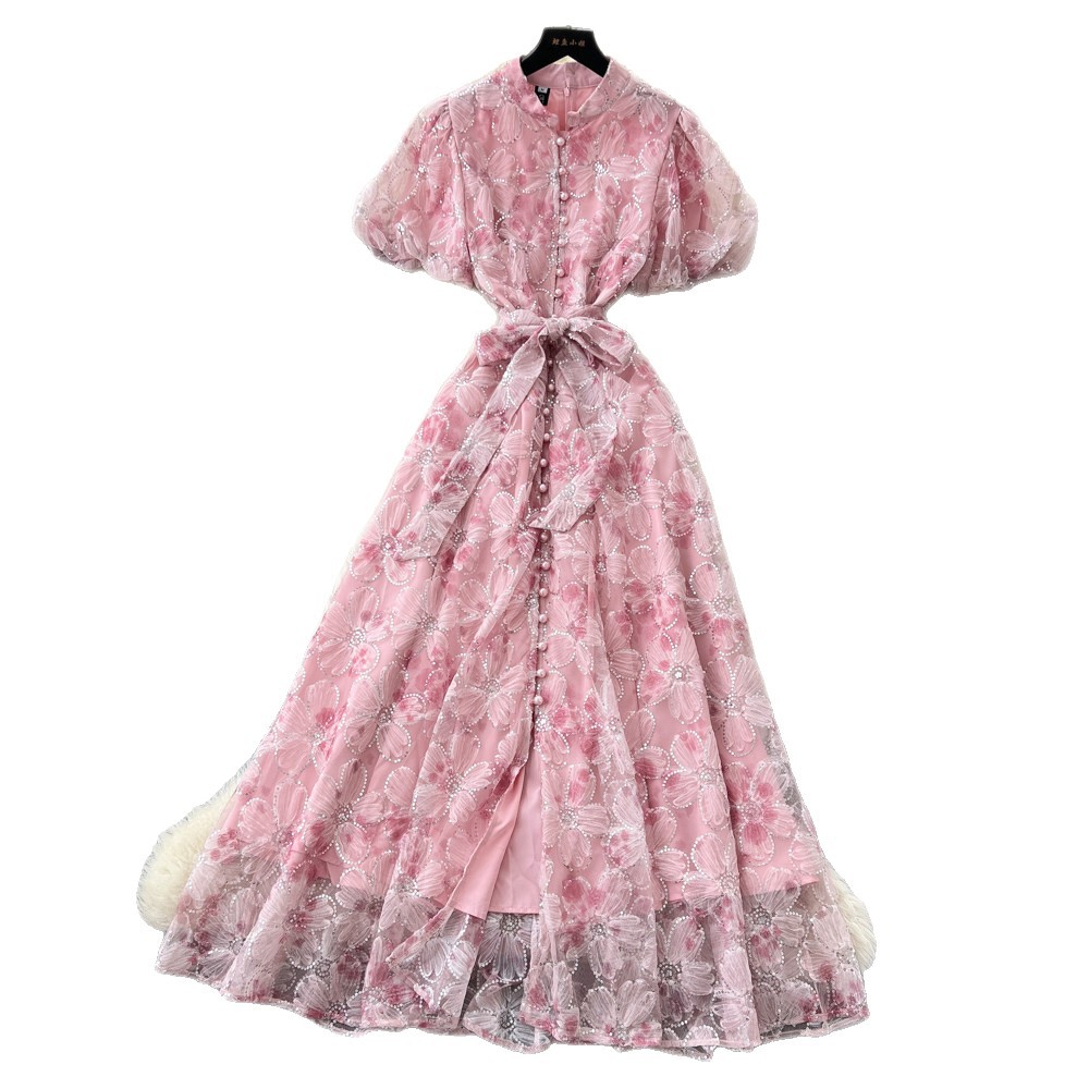 Lace Sequin Maxi Dress for Women High Waist A Line Silhouette Elegant Style Perfect for Summer Parties Wholesale