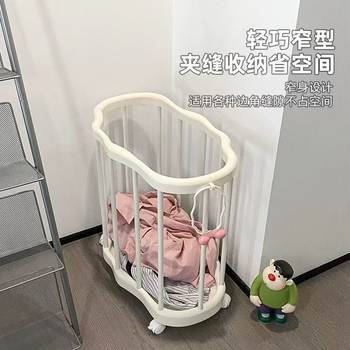 Plastic High-value Light Luxury Movable Dirty Clothes Basket Clothes Basket Household Yoga Mat Storage Basket Bathroom Clothes Rack