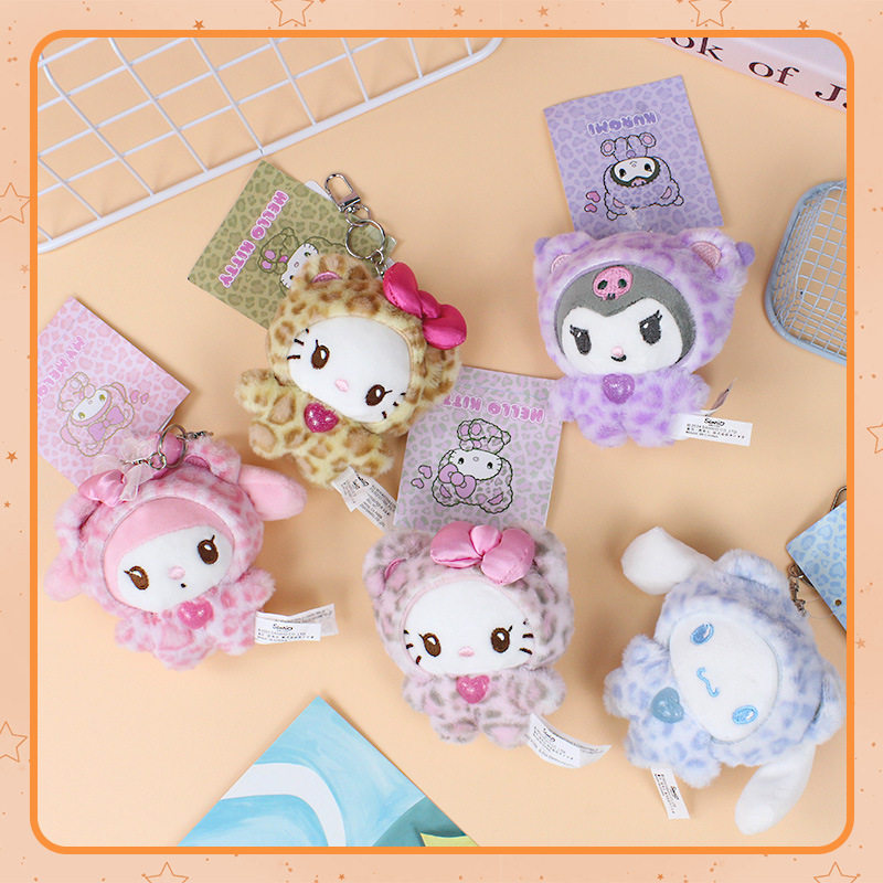 Cross-Border Japanese-Style Leopard Print Kt Cat New Tennis Racket Sanrio Plush Doll Kuromi Plush Cinnamoroll Wholesale
